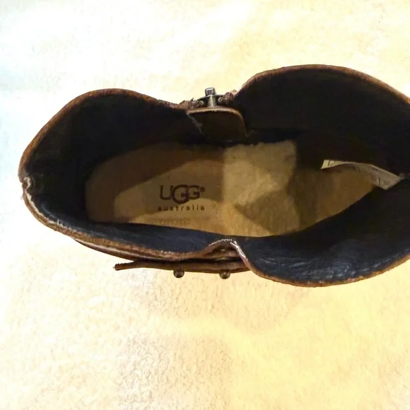 UGG Brown Leather Wedge Boots - Picture 5 of 5